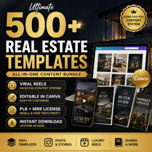 🔥 500+ Real Estate Templates + Viral Reels (PLR License) 💰 Build, Grow & Profit From Day 1 — No Experience Needed